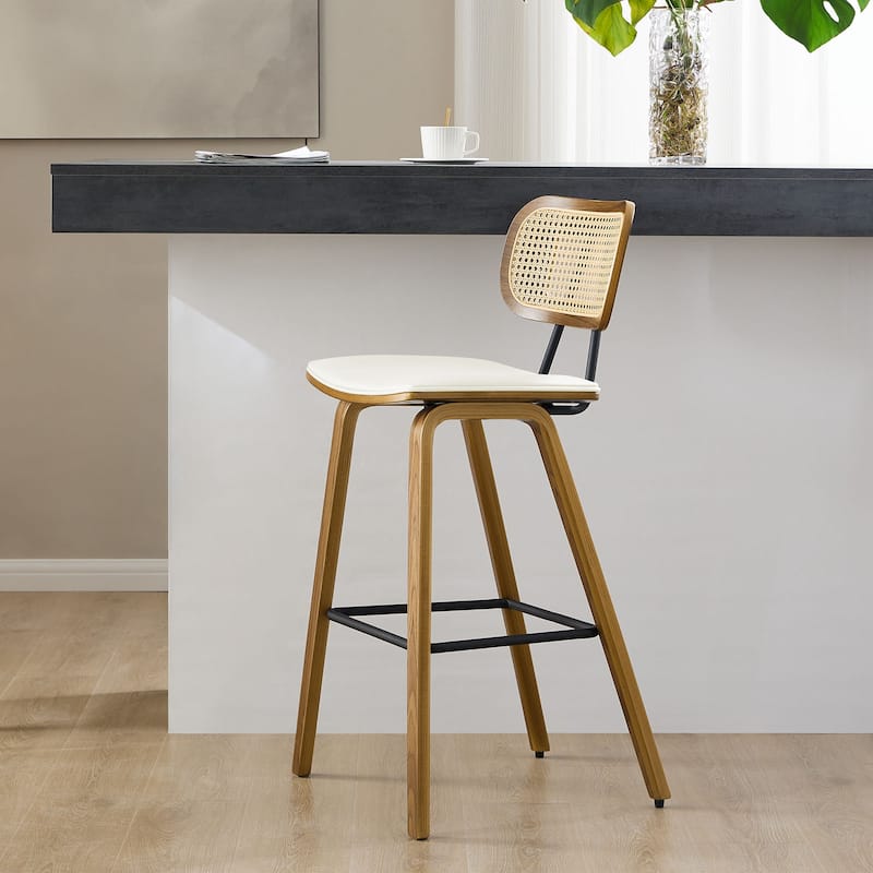 26" Upholstered Wood Counter Height Bar Stools - 17.7"W x 19.5"D x 35.1"H
