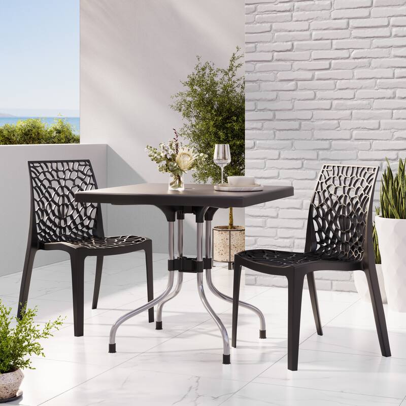 Lyra Square Table and Karissa Patio Chairs 3-Piece Outdoor Lounge Set