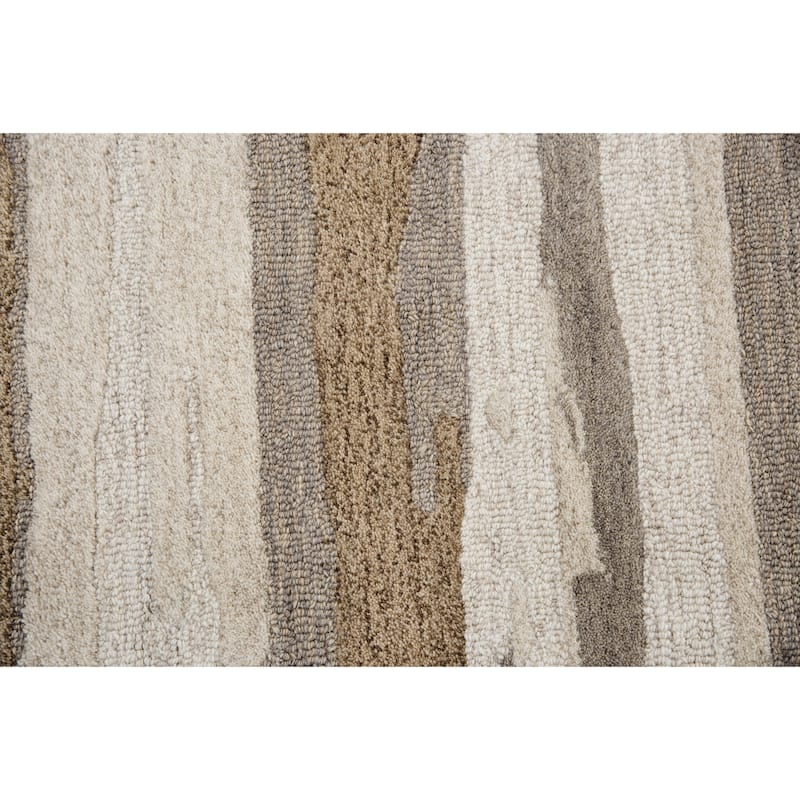 Alora Decor Flare Abstract Tan, Beige, and Brown Hand-tufted Wool Rug