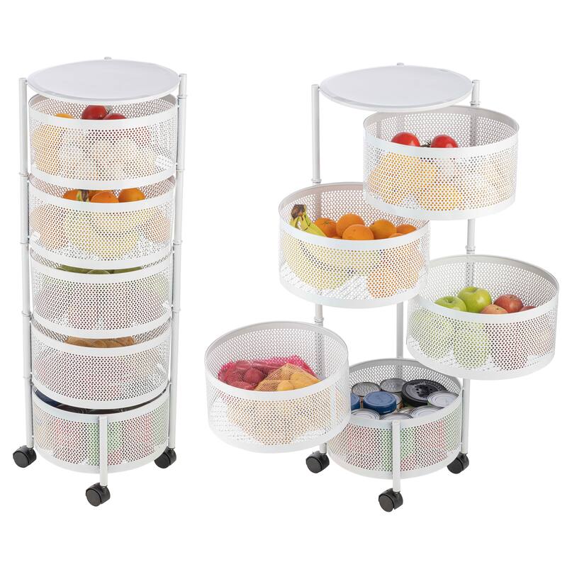 Home-Complete 5 Tier Kitchen Storage Rolling Cart with Wheels