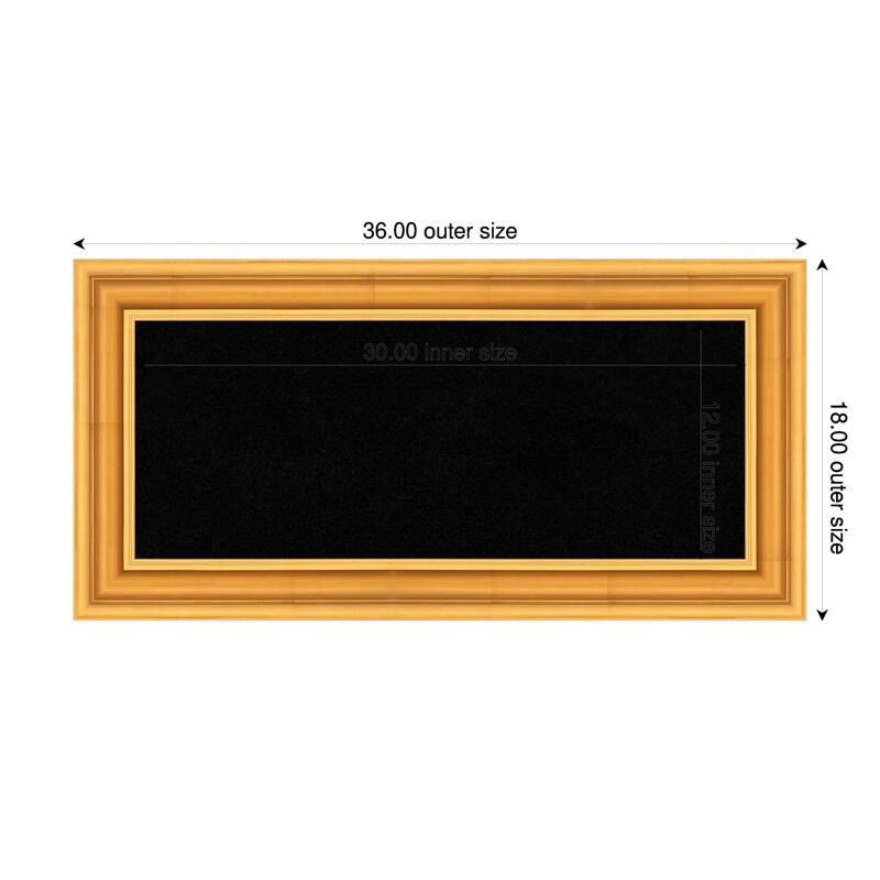 Sierra Gold Wood Framed Cork Board - Bulletin Board, Organization Board, Pin Board - Black - 36 x 18 in