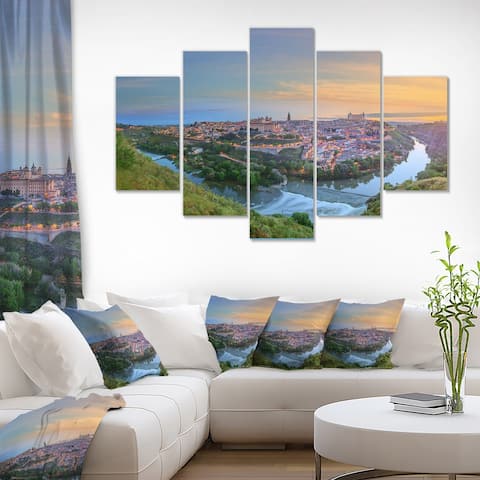 Designart 'Panoramic View of Ancient City' Landscapes Cityscapes Photographic on Wrapped Canvas set