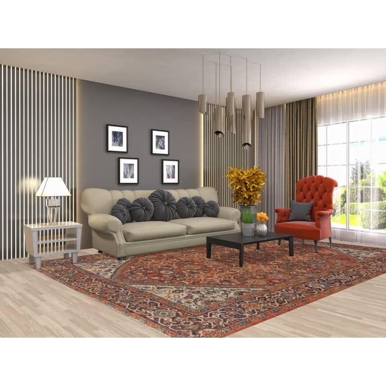 Pre-1900 Antique Mahal Persian Area Rug Hand-Knotted Wool Carpet - 8'4"x 12'0"