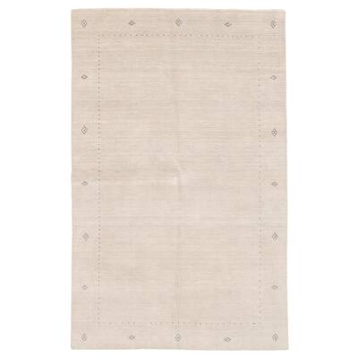 ECARPETGALLERY Hand Loomed Kashkuli Gabbeh Light Grey Wool Rug - 5'1 x 8'0