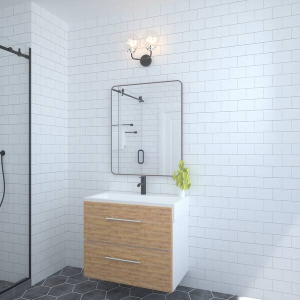 30 in. W x 36 in. H Rectangular Framed Wall Bathroom Vanity Mirror in Navy Blue 30 in. W x 36 in. H Rectangular Framed Wall Bathroom Vanity Mirror in Navy Blue