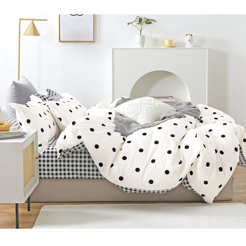 Clark Black/White Polka Dots 100 Cotton Comforter Set On Sale Bed Bath & Beyond 35083304