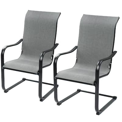 Kozyard 2Packs C-Spring Patio Chairs High Back Dining Chairs Breathable Textilene Fabric Sturdy Metal Frame