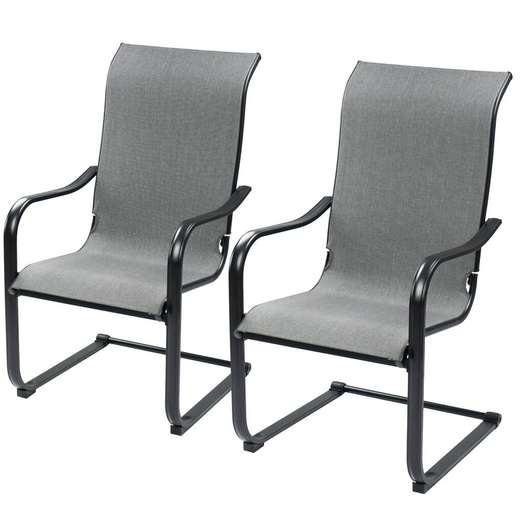 Kozyard 2Packs C-Spring Patio Chairs High Back Dining Chairs Breathable Textilene Fabric Sturdy Metal Frame