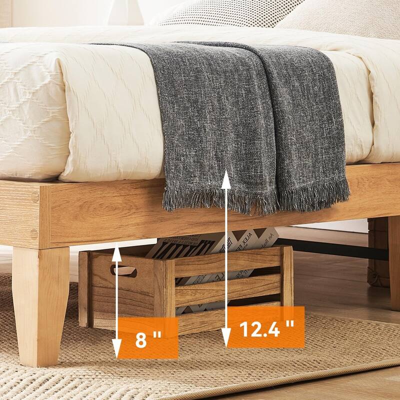 Bed Frame with Natural Rattan