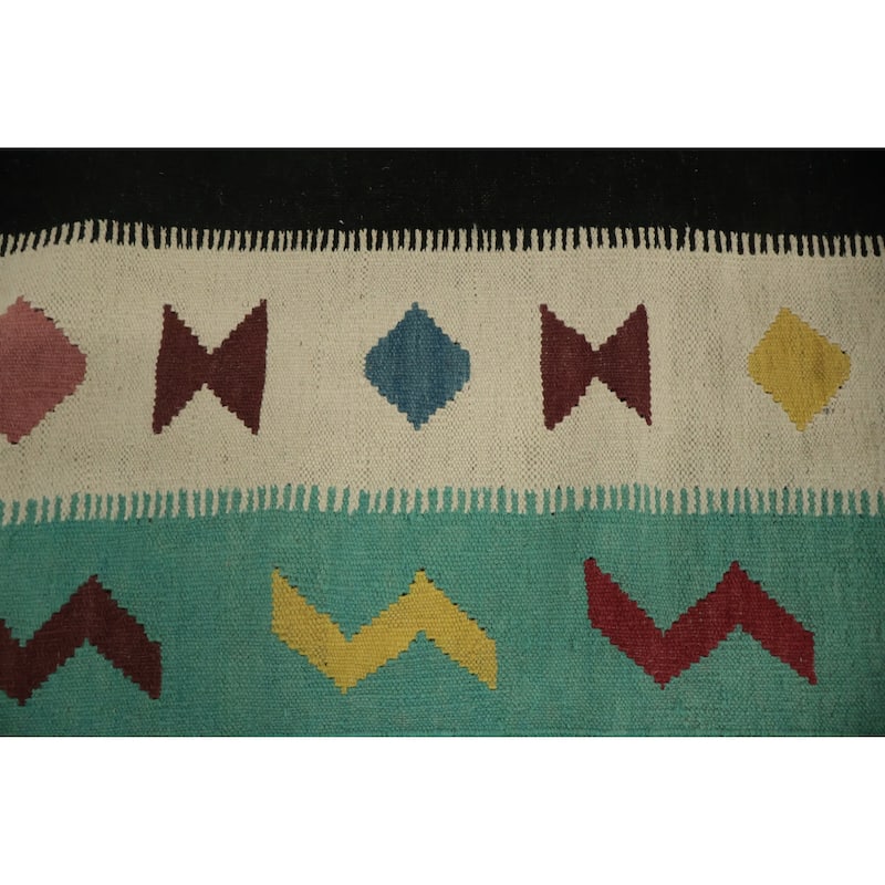 Hand Woven Oriental 100% Wool Carpet Southwestern Tribal Black Kilim Area Rug - 11' 10'' X 8' 11''