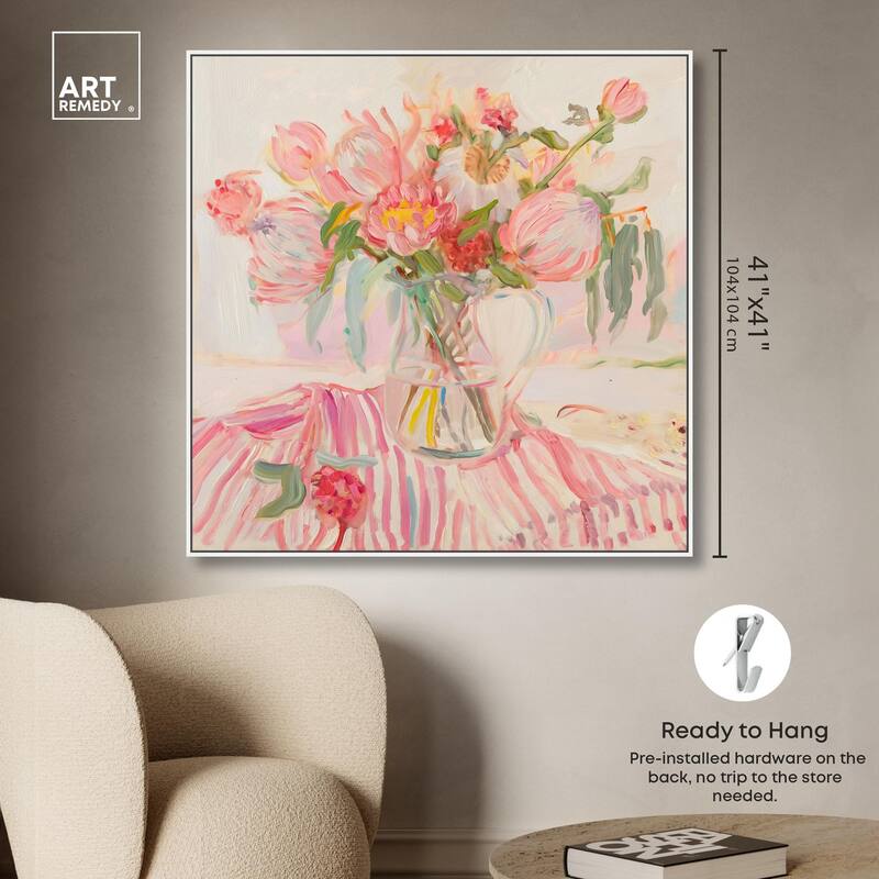 Candy Stripe Bloom Canvas by Art Remedy