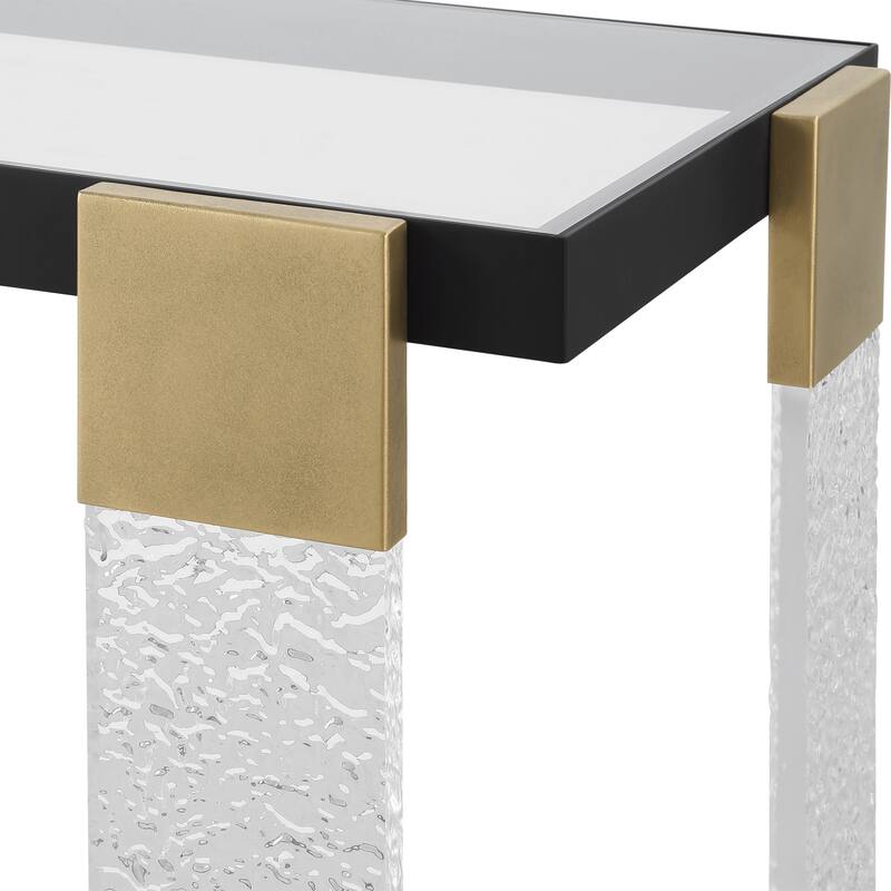 Tempered Glass Top Side Table - 25" - Satin Black