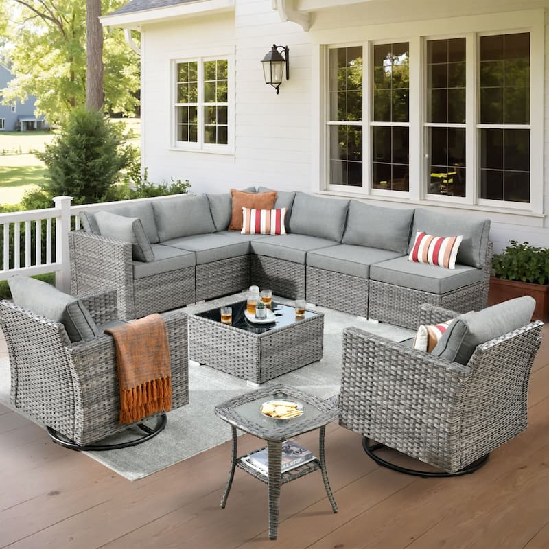 XIZZI 10-piece Outdoor Patio Furniture Swivel Chair Set