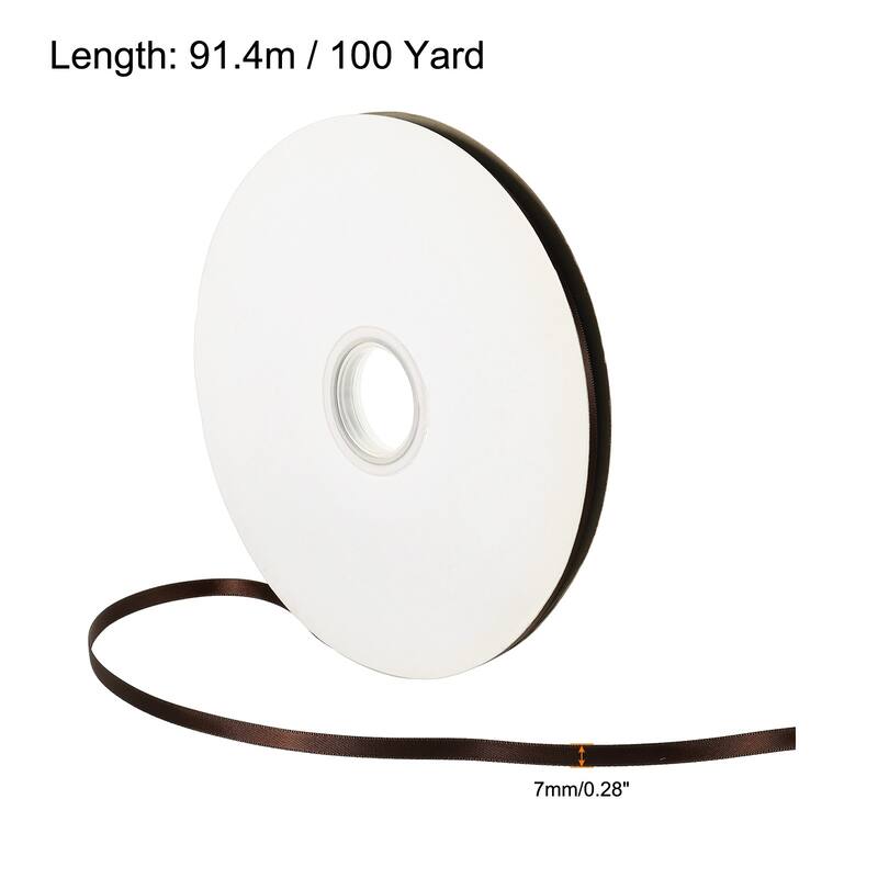 Satin Ribbon Double Face Solid Crafts Roll for DIY Wrapping Decoration - Dark Brown