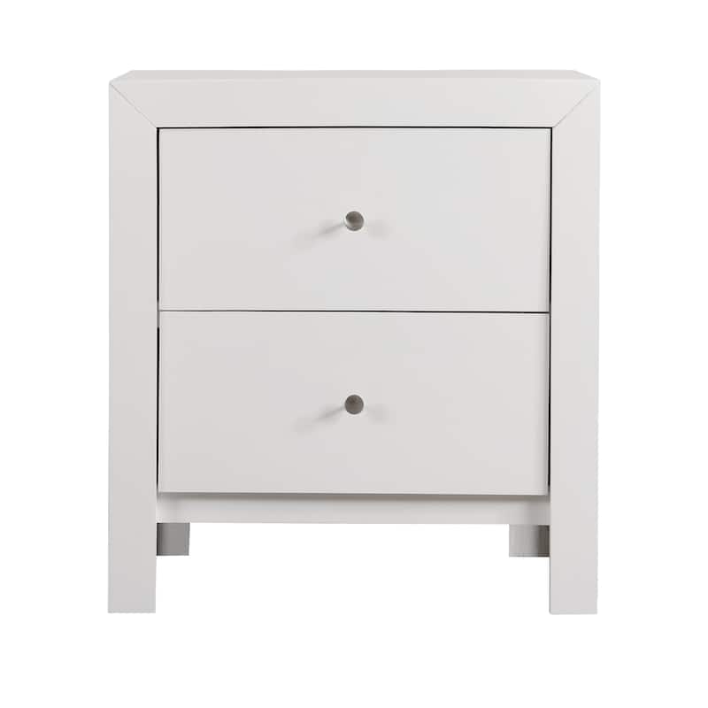Versatile White Nightstand with Two Drawers for Any Bedroom
