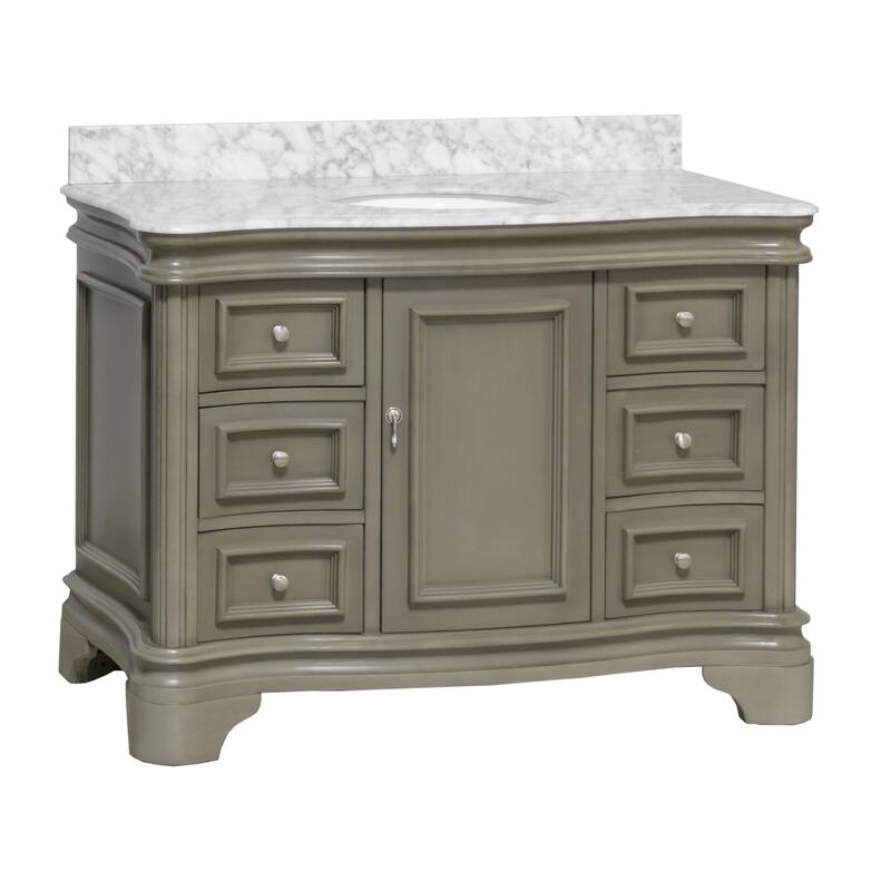 KitchenBathCollection Katherine 48" Bathroom Vanity with Carrara Marble Top