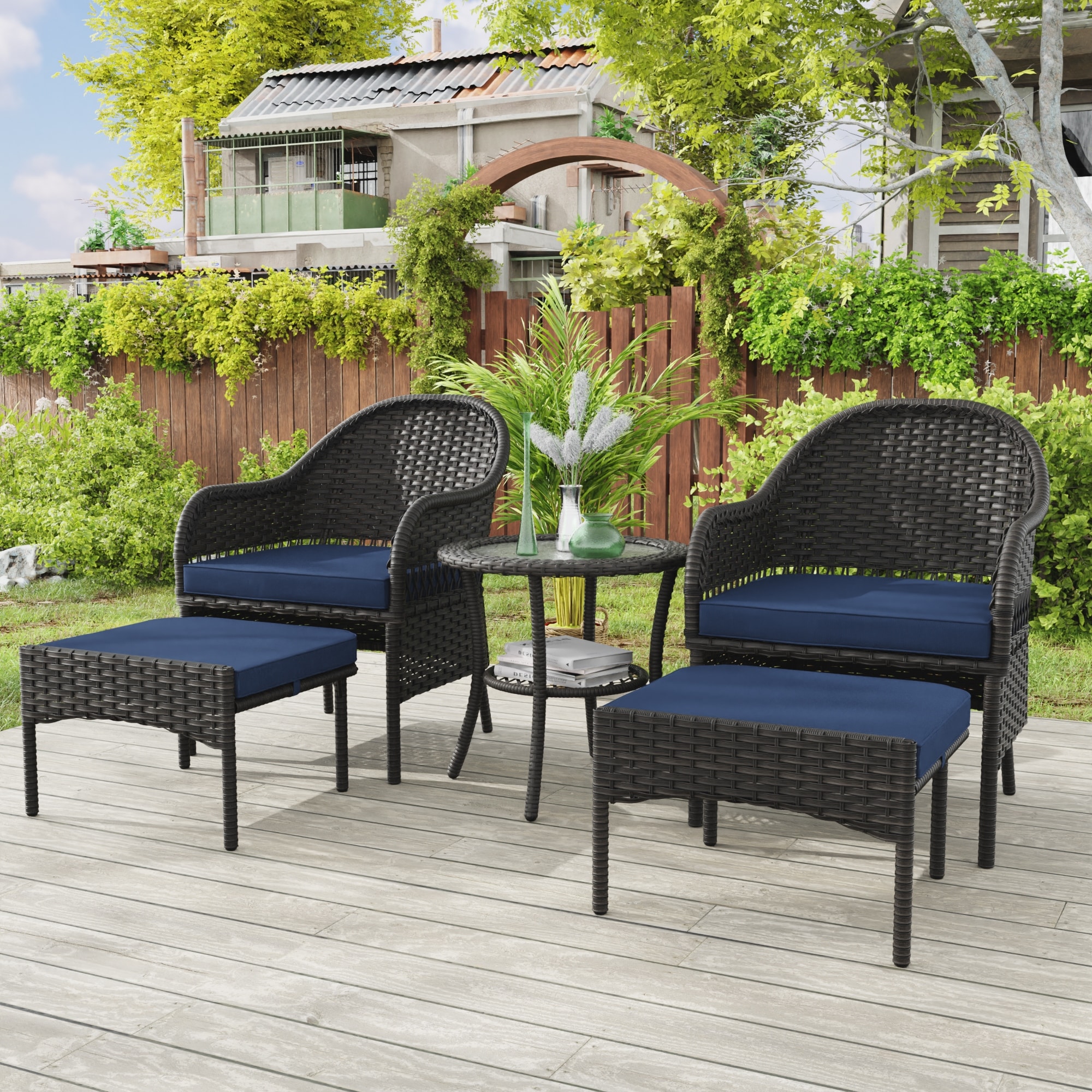 Mainstays arlington glen 5 online piece wicker leisure set