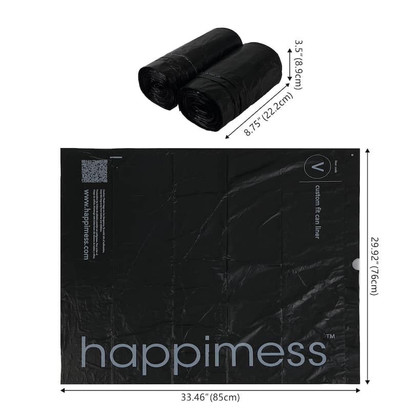 happimess 30-Gallon (114L) Drawstring Unscented Trash Can Liner, (100-Count, 4-Rolls of 25 Liners)