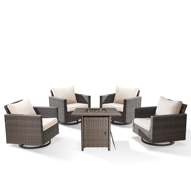 Outdoor Pocassy Glider Chairs Patio Chairs with Fire Table