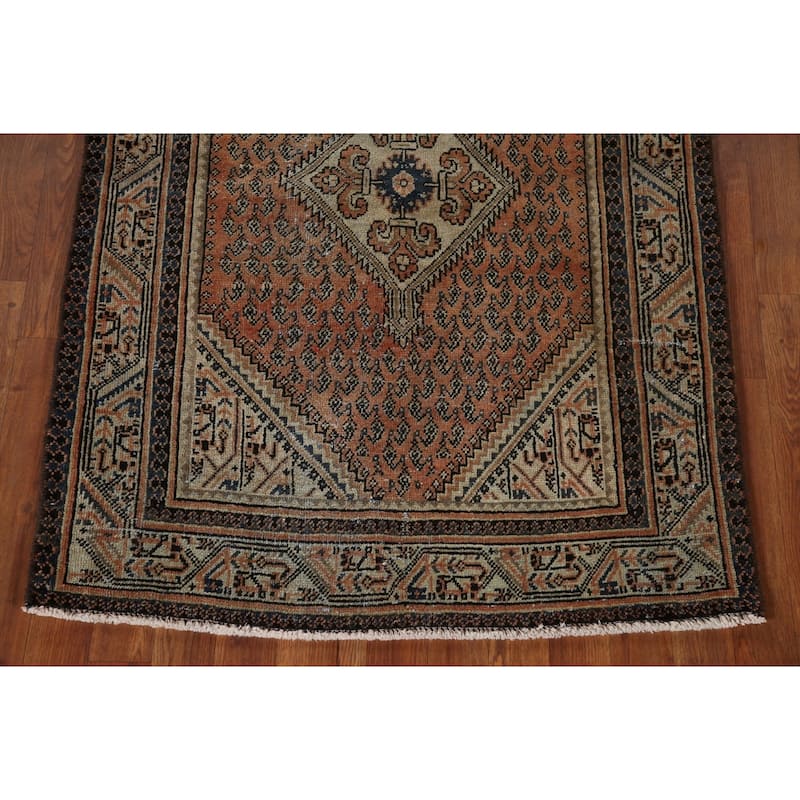 Geometric Botemir Persian Vintage Accent Rug Handmade Wool Carpet - 3'5" x 5'2"