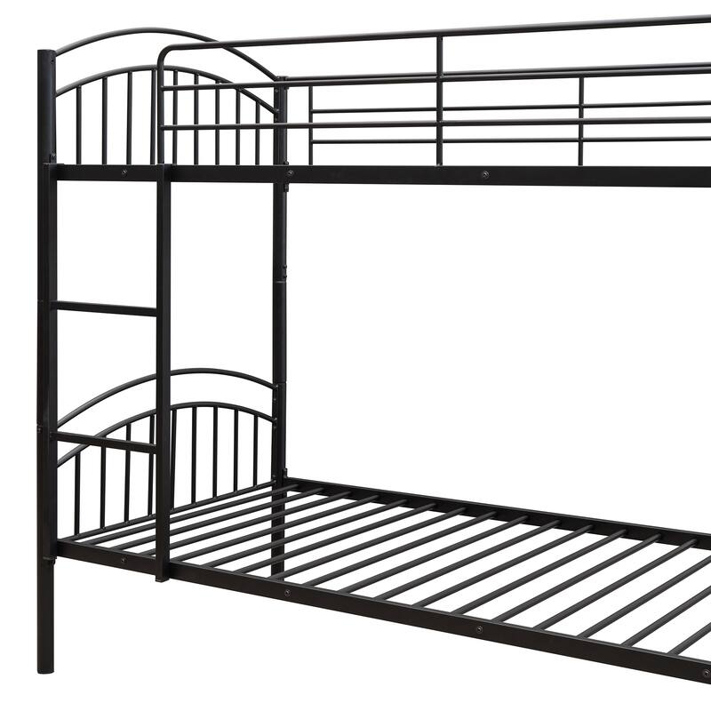 Twin Over Twin Steel Bunk Bed with Guardrails