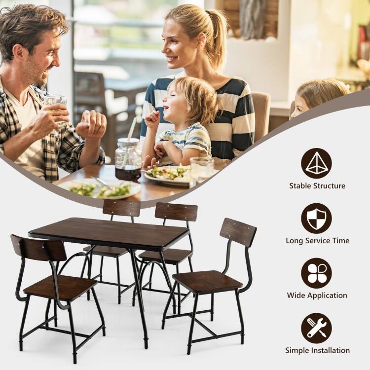 43 x 27.5 Inch Industrial Style Dining Table with Adjustable Feet-Rustic Brown - Rustic Brown - 43 x 27.5 x 30 inch (L x W x H)