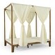 preview thumbnail 3 of 3, Wood Canopy Daybed with Water-Resistant Curtains, Adjustable Chaise Lounges, Slat Paneling, Outdoor Patio