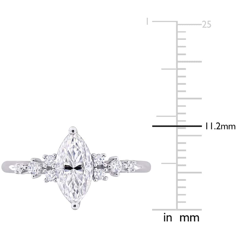 Miadora 1 1/8ct DEW Marquise-Cut Created Moissanite Engagement Ring in Sterling Silver