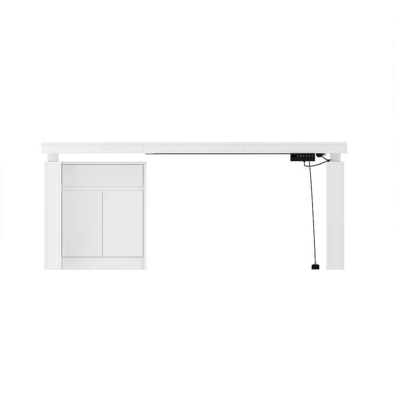 70.9"W Dining Table White Adjustable Workstation Modern Office Desk