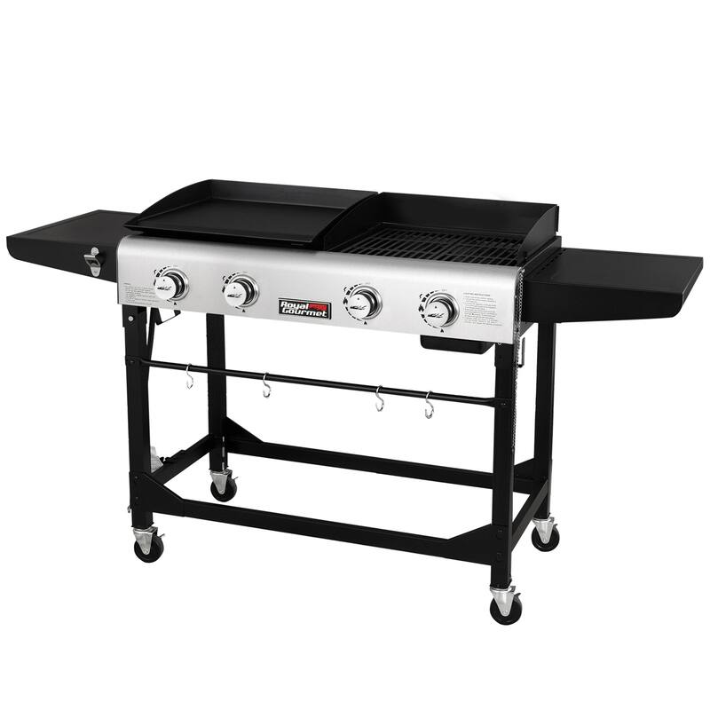 Royal Gourmet 4-Burner Gas Grill and Griddle Combo with Folding Legs