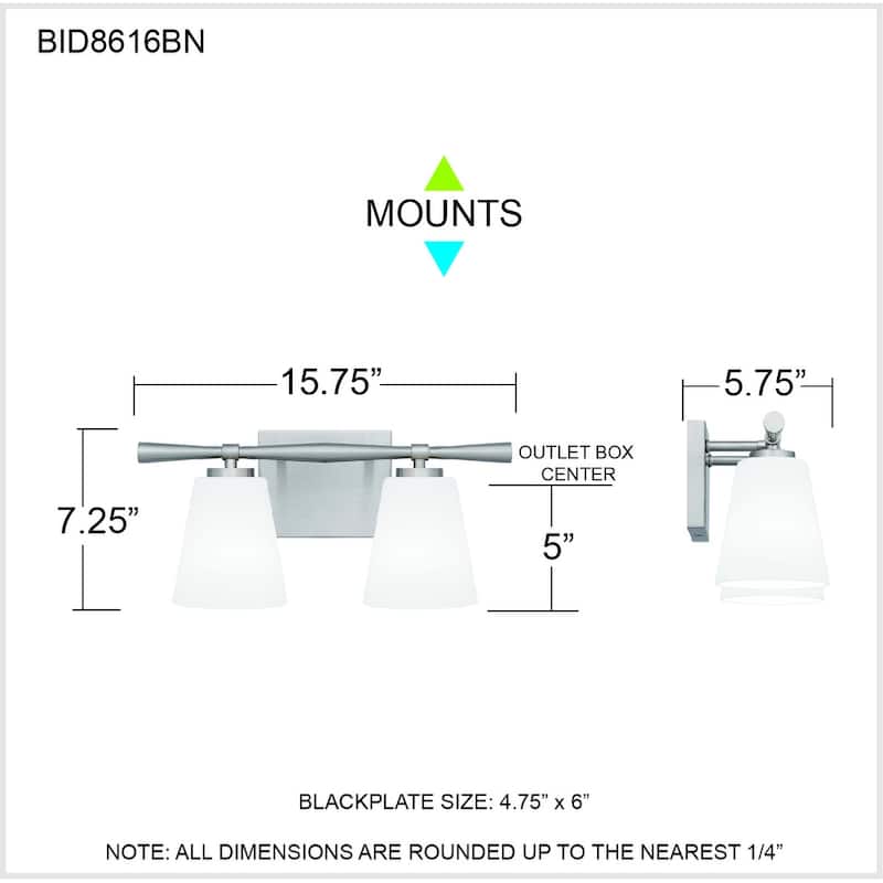 Brindley 2-Light Brushed Nickel Vanity Light