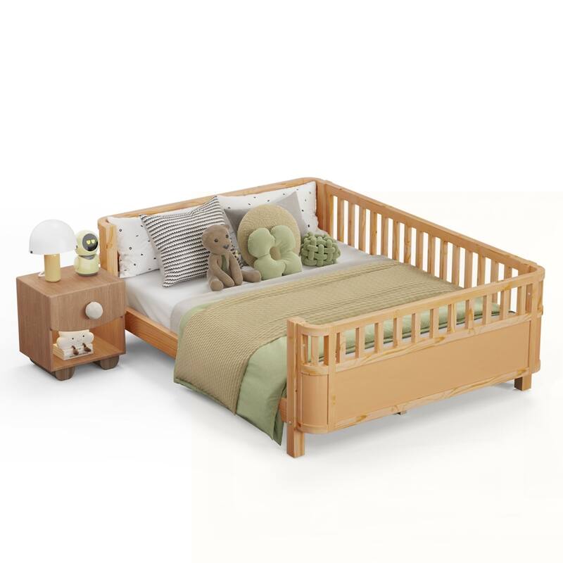 Wood Low Profile Bed with Rails
