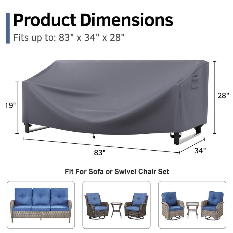 Pocassy Outdoor Sofa Lounge Chair Covers Heavy Duty Waterproof Covers.