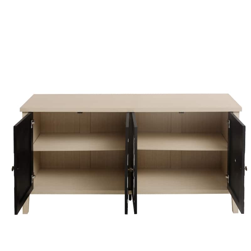Roomfitters Sideboard Buffet Cabinet, 4 Door Storage Cabinet with Adjustable Shelves