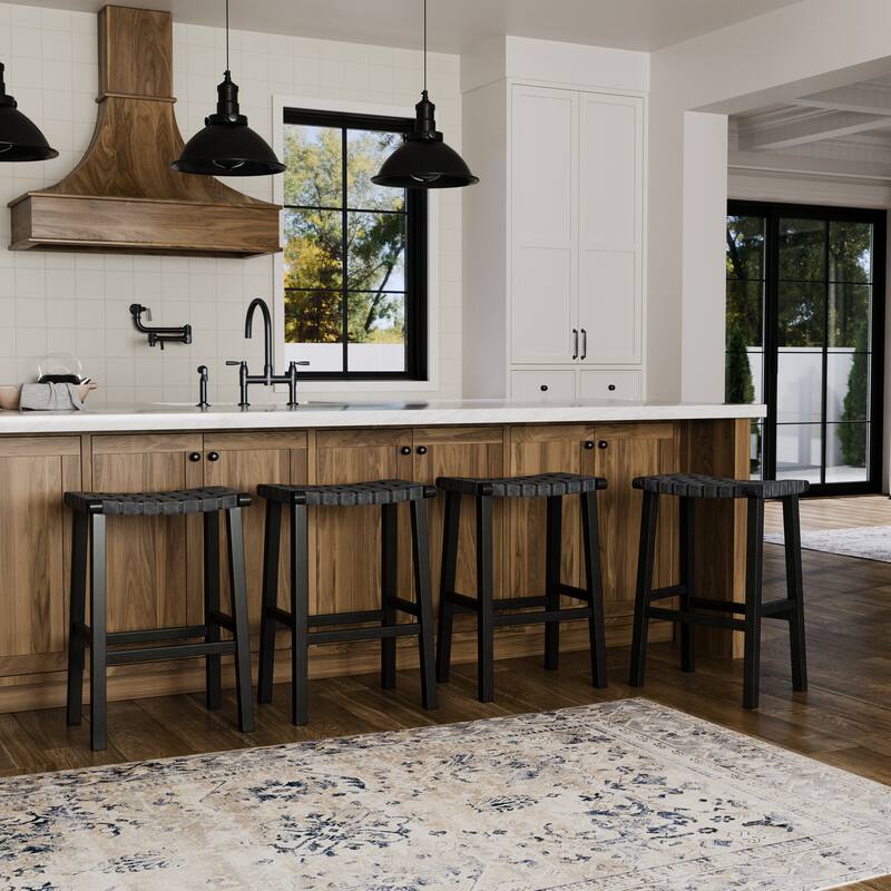 Maven Lane Noah Kitchen Dining Stool with Vegan Leather