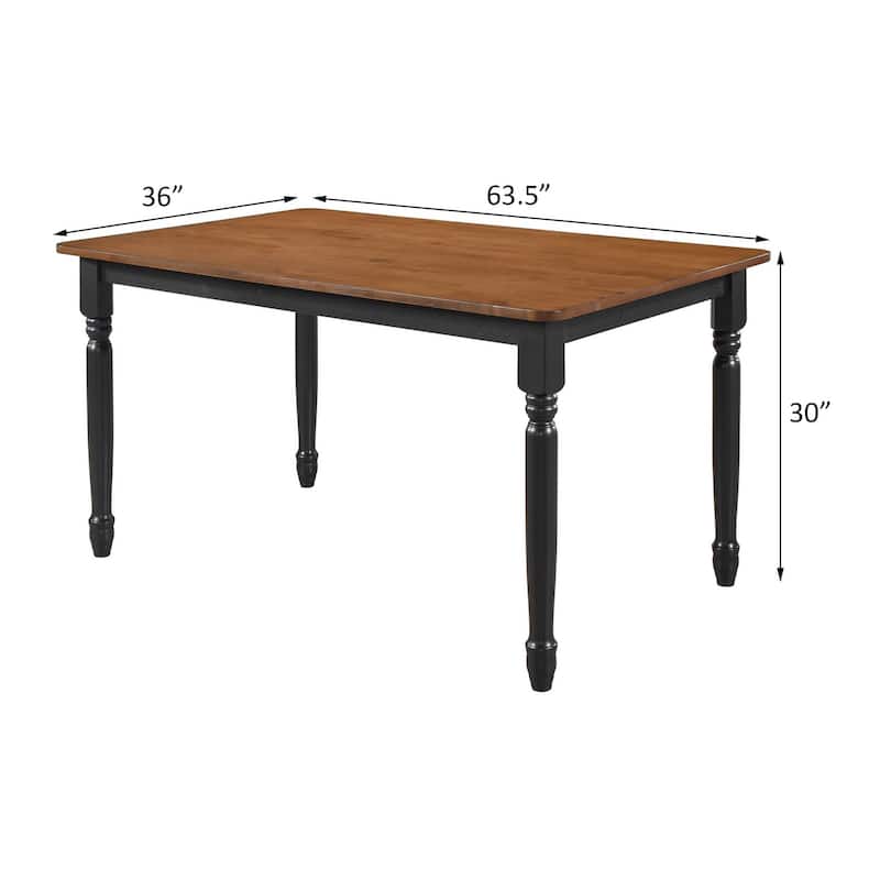 Hayward Walnut and Black Dining Table with Turned Legs