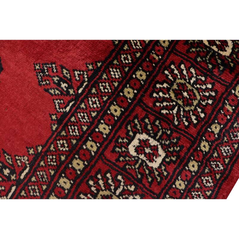 Rustic Bokhara Mann Red/Beige Hand Knotted Wool Rug - 4'3'' x 6'6''
