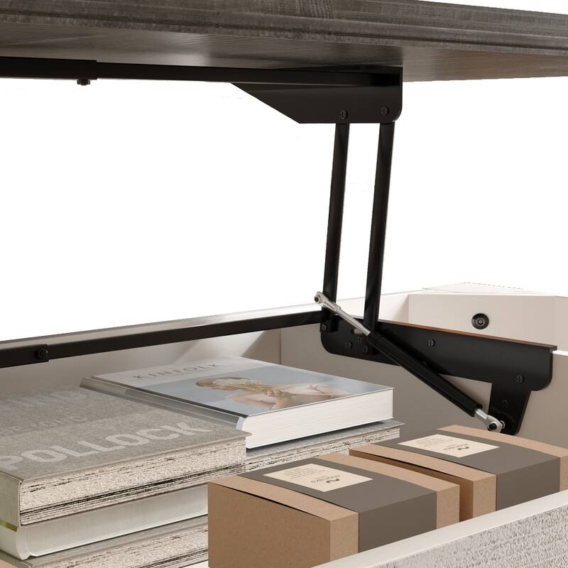 Retro Lift-Top Coffee Table with Hidden Compartment & Lower Shelf