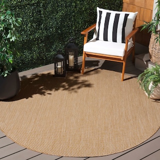 SAFAVIEH Courtyard Jonell Indoor/ Outdoor Patio Backyard Rug - Natural/Cream [7'10" Round] - 7'10" Round