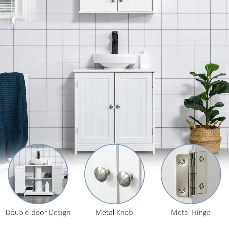 MDF Bathroom Storage Cabinet with Adjustable Shelf and U-Shaped Cut Fits Most Bathroom Styles - 23.5" W x 11.75" D x 23.5" H