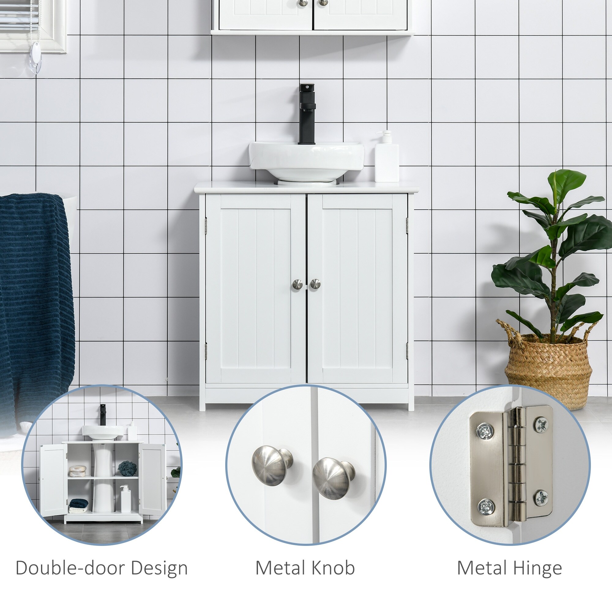 Kleankin Vanity Base Cabinet, Under-sink Bathroom Cabinet Storage With  U-shape Cut-out And Adjustable Internal Shelf, Gray : Target