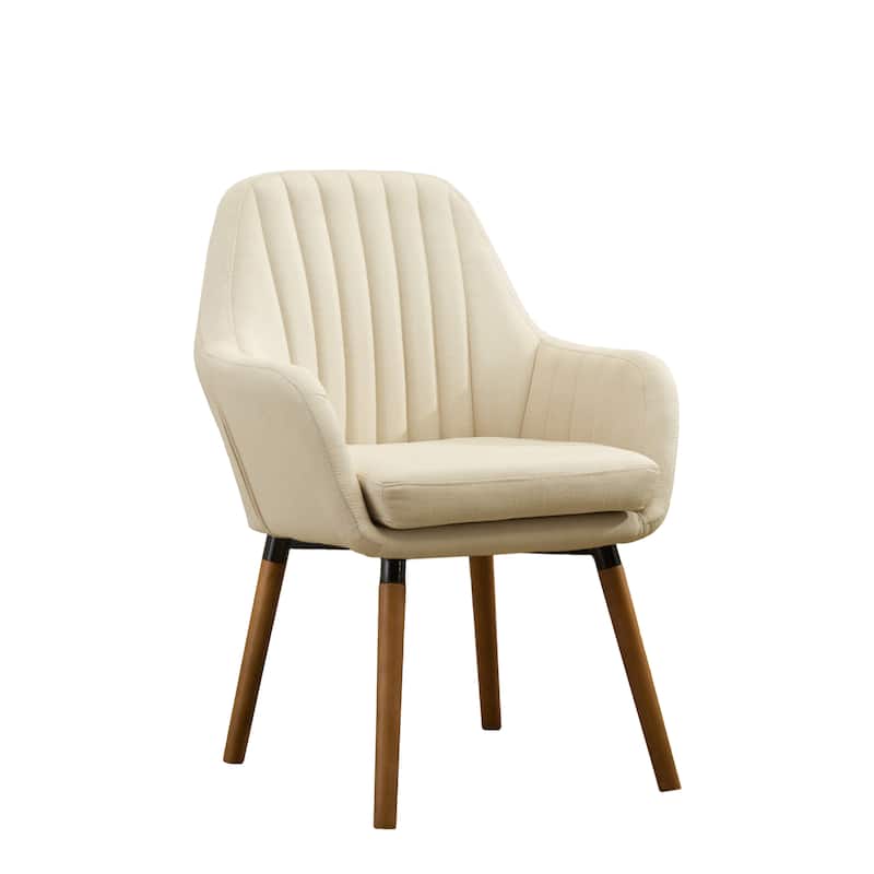 Tan Modern 25.5" Upholstered Accent Chair with Solid Beech Wood Tapered Legs