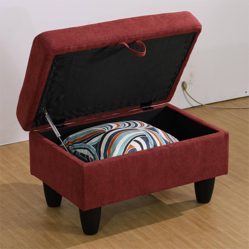 KISRAIS 28.5" Wide Upholstered Storage Ottoman