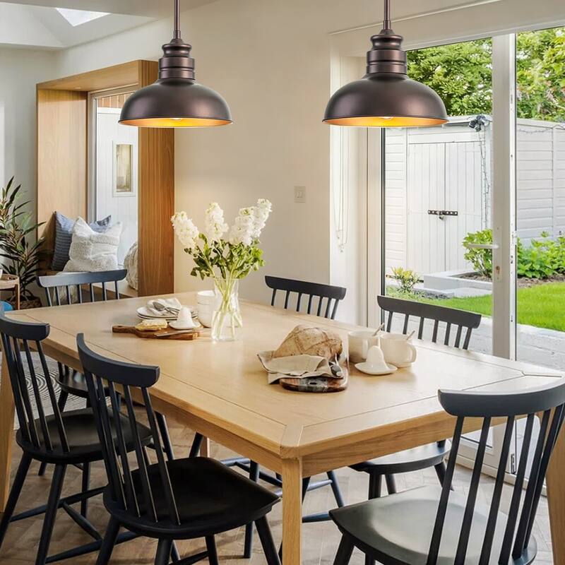 1-Light Dome Pendant Light for Kitchen Island, Farmhouse Metal Hanging Fixture, Oil Rubbed Bronze - 1 Light