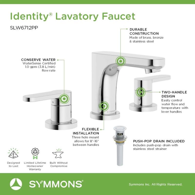 Symmons SLW6712PP Identity 1.0 GPM Widespread Bathroom Faucet with