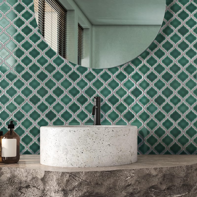 Merola Tile Hudson Tangier Emerald 12-3/8" x 12-3/8" Porcelain Floor and Wall Tile