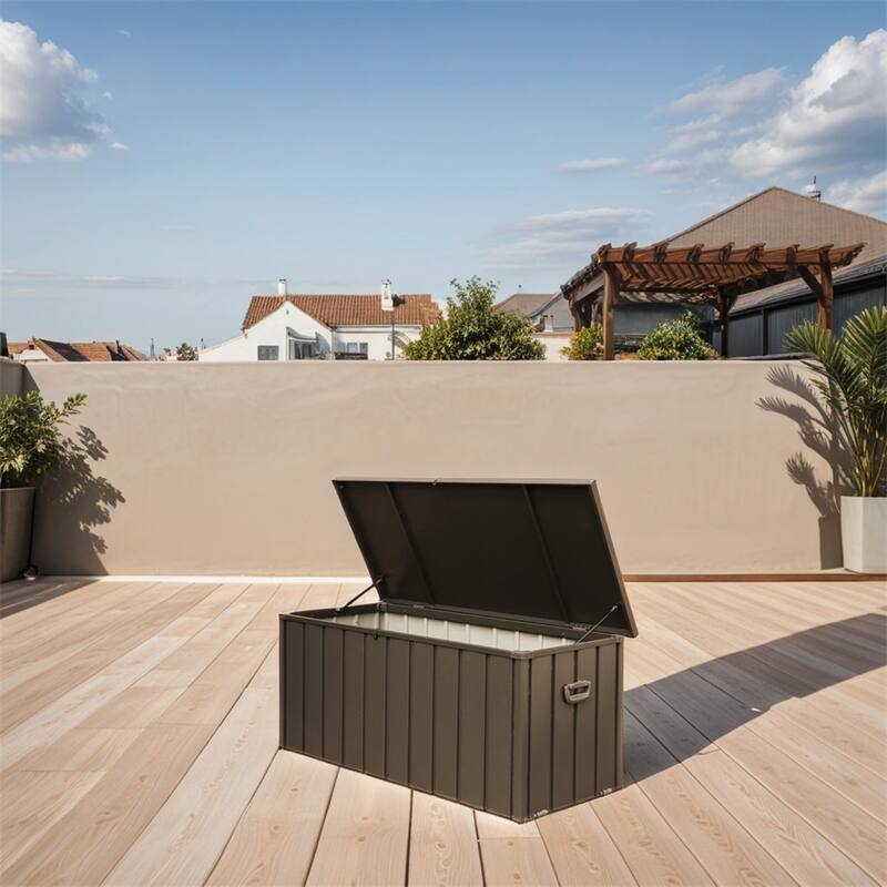 Outdoor Waterproof Storage Deck Box with Handles and Mobility Rollers - 100 Gallon