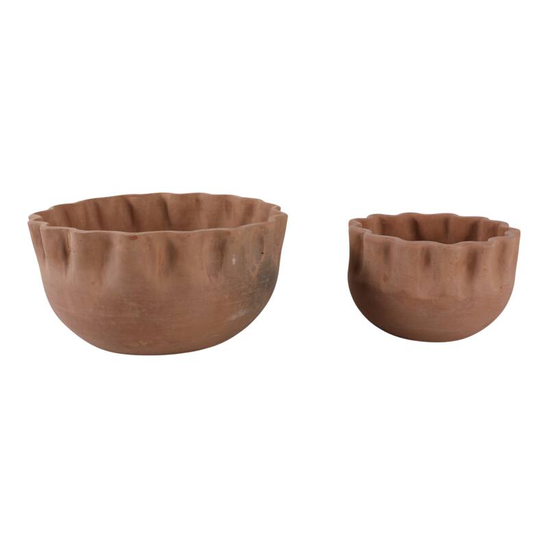 Terracotta Planters Handcrafted Decorative Sculpted Design (Set of 2)