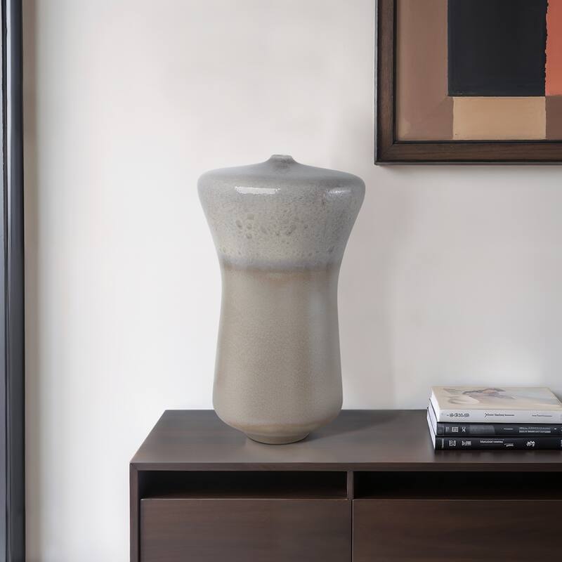 Pottery Vase Sculptural Curved Silhouette Handcrafted Artesa Trend - 15" x 15" x 26"