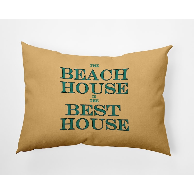 Beach House Best House Polyester Indoor/Outdoor Pillow - Kelly Green - 14" x 20"